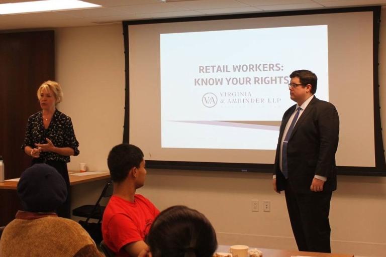 V&A Attorneys Through the Retail Action Project (RAP) Present to Retail Employees About Their Rights