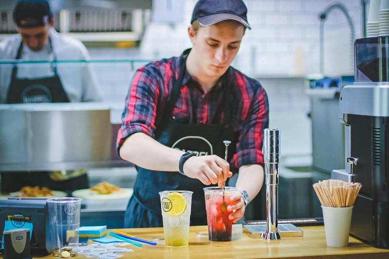 Man making drinks